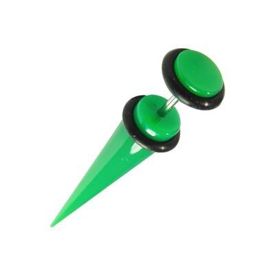 Una dilatación falsa tipo cuerno de plástico, color verde. GX81-8