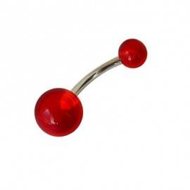 Piercing ombligo, color rojo, bolas de plástico. GO60-56