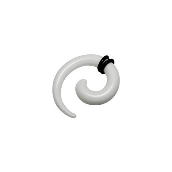 Dilatador oreja tipo espiral, 5mm, acrílico blanco