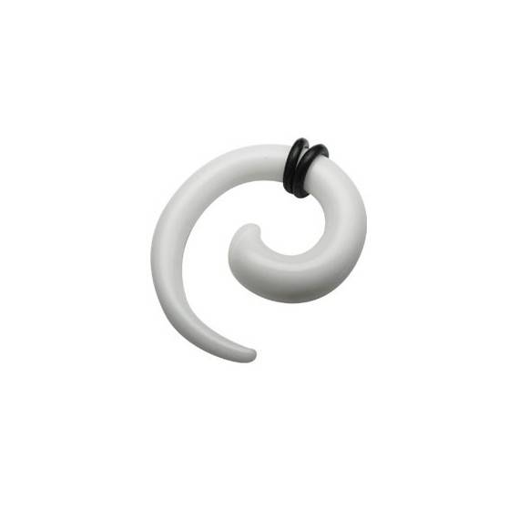Dilatador oreja tipo espiral, 6mm, acrílico blanco