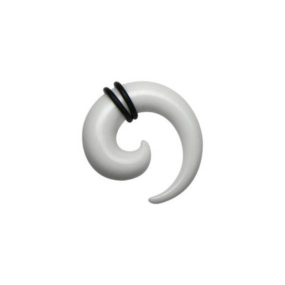 Dilatador oreja tipo espiral, 8mm, acrílico blanco