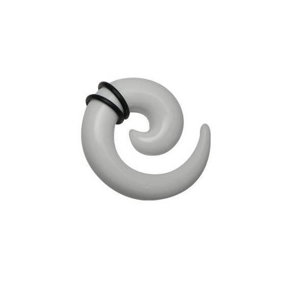 Dilatador oreja tipo espiral, 10mm, acrílico blanco