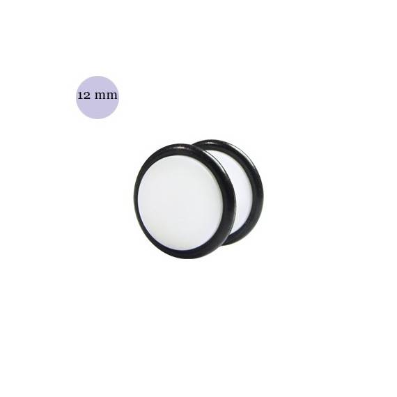 Faux écarteur d'oreille acrylique blanc, 12mm diamètre. Vendu à l'unité