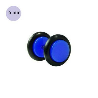 Faux écarteur d'oreille acrylique bleu, 6mm diamètre. Vendu à l'unité