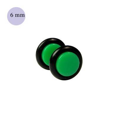 Faux écarteur d'oreille acrylique vert, 6mm diamètre. Vendu à l'unité