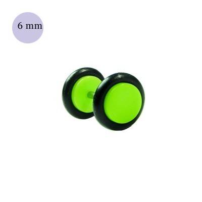 Faux écarteur d'oreille acrylique vert clair, 6mm diamètre. Vendu à l'unité