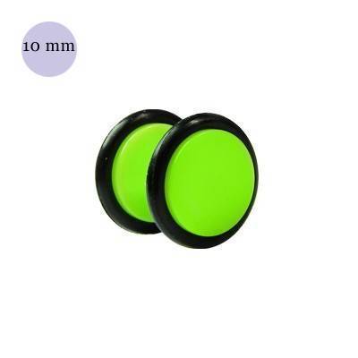 Faux écarteur d'oreille acrylique vert clair, 10mm diamètre. Vendu à l'unité