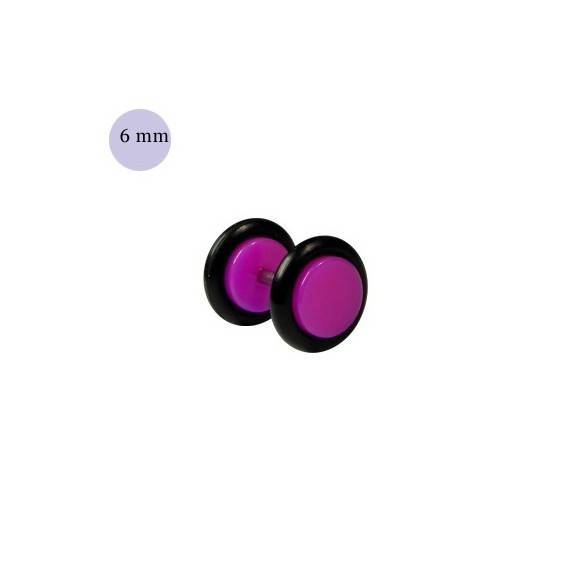 Faux écarteur d'oreille acrylique violet, 6mm diamètre. Vendu à l'unité
