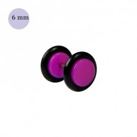 Faux écarteur d'oreille acrylique violet, 6mm diamètre. Vendu à l'unité