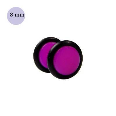 Faux écarteur d'oreille acrylique violet, 8mm diamètre. Vendu à l'unité