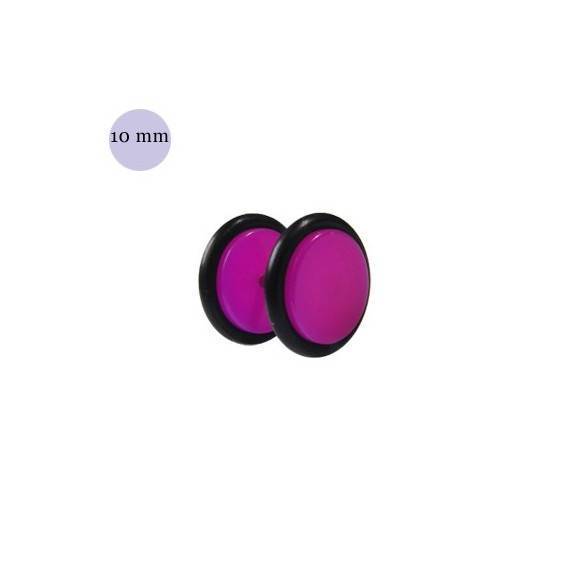 Faux écarteur d'oreille acrylique violet, 10mm diamètre. Vendu à l'unité