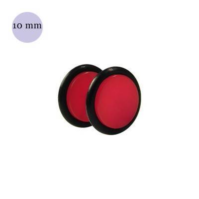 Faux écarteur d'oreille acrylique rouge, 10mm diamètre. Vendu à l'unité