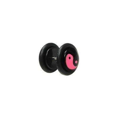 Faux écarteur d'oreille acrylique noir, 8mm diamètre. Vendu à l'unité
