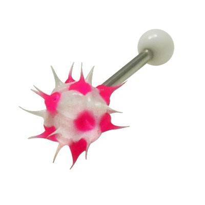 Piercing lengua con pinchos de silicona blanda, rosa y blanco. GLE22-62