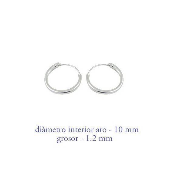 Boucles d'oreille en argent anneau homme, epaisseur 1,2 mm, diametre 10 mm. Prix par unite