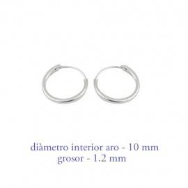 Boucles d'oreille en argent anneau homme, epaisseur 1,2 mm, diametre 10 mm. Prix par unite