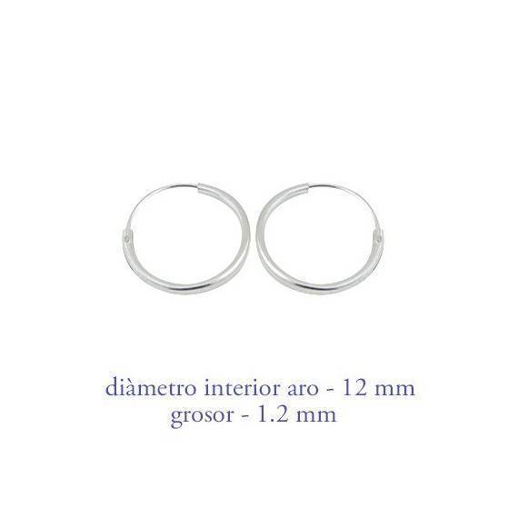 Boucles d'oreille en argent anneau homme, epaisseur 1,2 mm, diametre 12 mm. Prix par unite