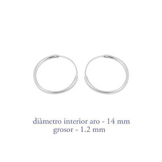 Boucles d'oreille en argent anneau homme, epaisseur 1,2 mm, diametre 14 mm. Prix par unite