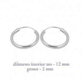 Boucles d'oreille en argent anneau homme, epaisseur 2 mm, diametre 13 mm. Prix par unite