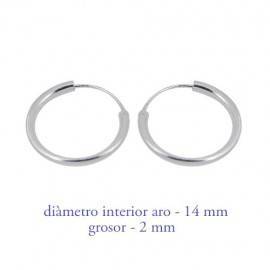 Boucles d'oreille en argent anneau homme, epaisseur 2 mm, diametre 15 mm. Prix par unite