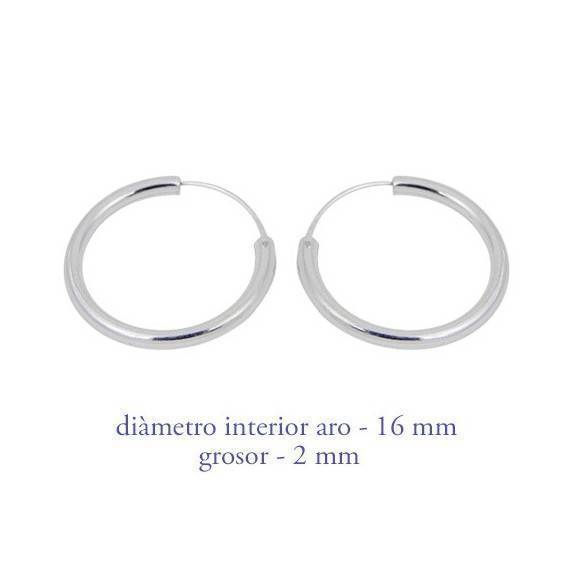 Boucles d'oreille en argent anneau homme, epaisseur 2 mm, diametre 16 mm. Prix par unite