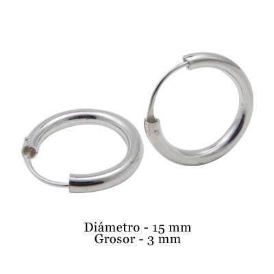 Boucles d'oreille en argent anneau homme, epaisseur 3 mm, diametre 15 mm. Prix par unite