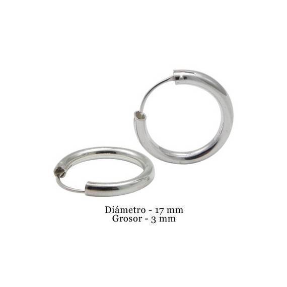 Boucles d'oreille en argent anneau homme, epaisseur 3 mm, diametre 17 mm. Prix par unite
