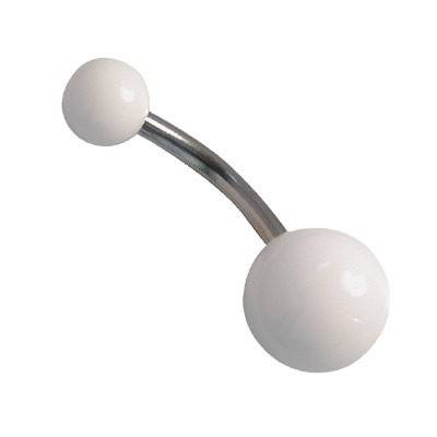 Piercing ombligo, color blanco, bolas de plástico. GO60-6
