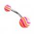 Piercing ombligo, color naranja y rosa, bolas de plástico. GO60-16
