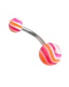 Piercing ombligo, color naranja y rosa, bolas de plástico. GO60-16