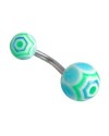 Piercing ombligo, color azul claro y verde, bolas de plástico. GO60-17