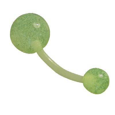Piercing ombligo verde de plástico con palo flexible. GO60-4
