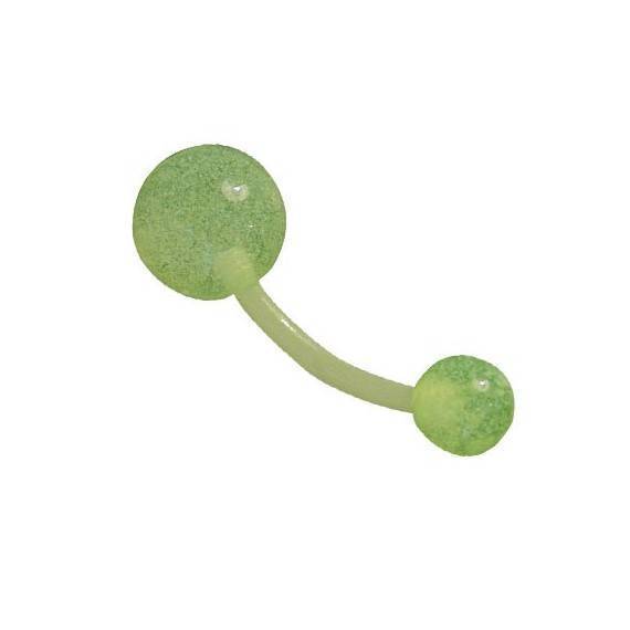 Piercing ombligo verde de plástico con palo flexible. GO60-4