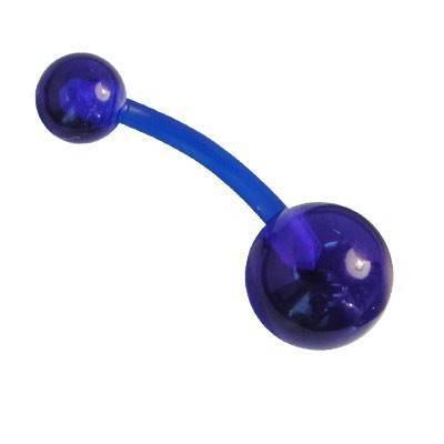 Piercing ombligo azul oscuro de plástico con palo flexible. GO60-30
