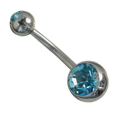 Piercing de acero quirúrgico ombligo con piedra azul claro. GO46-4