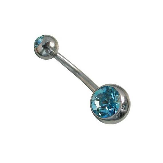 Piercing de acero quirúrgico ombligo con piedra azul claro. GO46-4