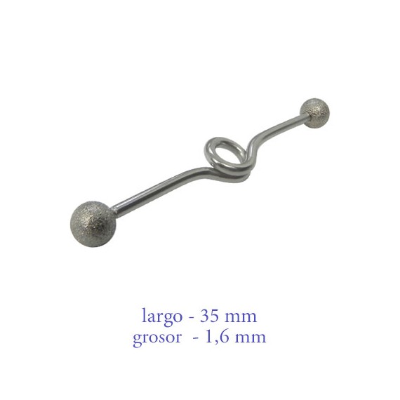 Piercing industrial, acero quirúrgico, largo 35mm, grosor 1,6mm. GIN01
