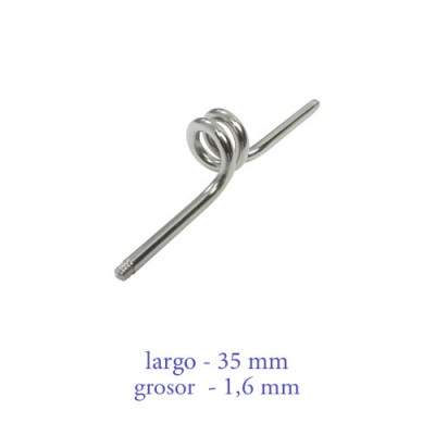Piercing industrial de acero quirúrgico, palo suelto, grosor 1,6mm. Ref. GIN04