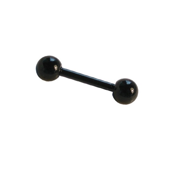 Piercing pezón con palo recto, 1,2mm de grosor, 10mm de largo, color negro. Ref. GCE39-3