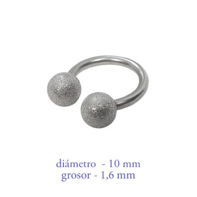 Piercing pezón aro abierto con bolas mate, 1,6mm grosor, 10mm diámetro, color acero.