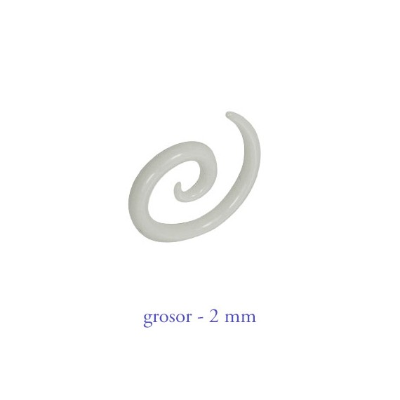 Dilatador oreja tipo espiral, 2mm, acrílico blanco