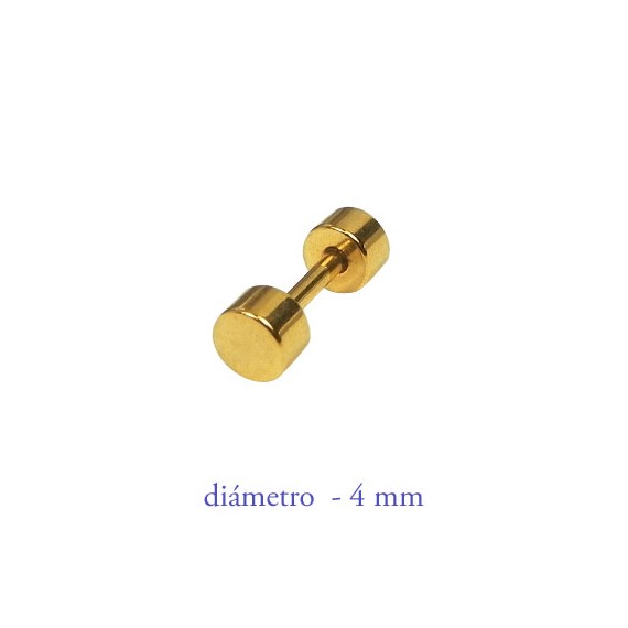 Dilatación falsa dorada de acero, 4mm de diámetro.