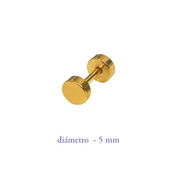 Dilatación falsa dorada, 5mm de diámetro, acero anodizado en dorado