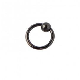 Piercing aro cerrado negro con bola de presion, 8mm de diámetro, 1,2mm de grosor