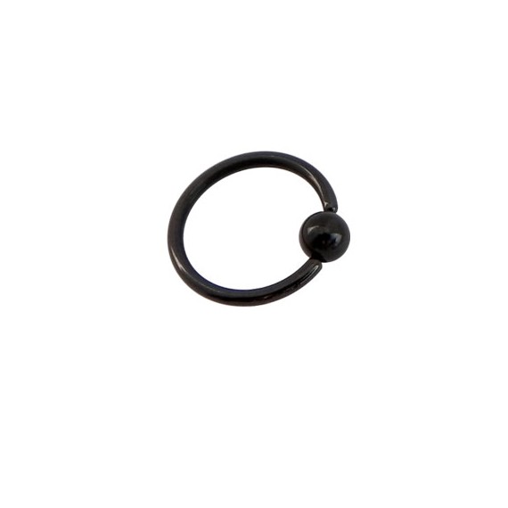 Piercing aro cerrado negro con bola de presion, 10mm de diámetro, 1,2mm de grosor
