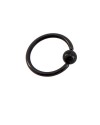 Piercing aro cerrado negro con bola de presion, 10mm de diámetro, 1,2mm de grosor