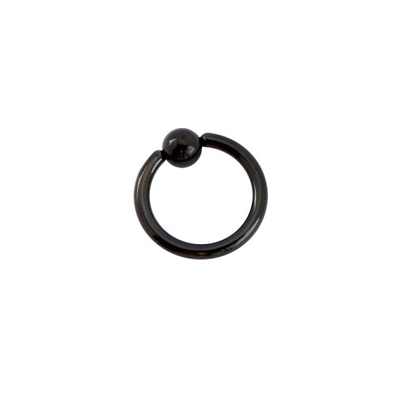 Piercing aro cerrado negro con bola de presion, 10mm de diámetro, 1,6mm de grosor