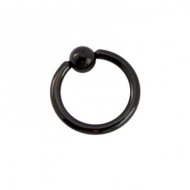 Piercing aro cerrado negro con bola de presion, 10mm de diámetro, 1,6mm de grosor