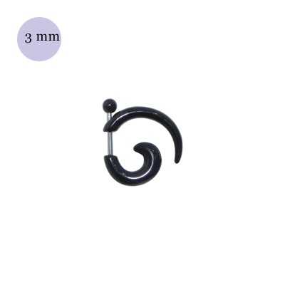 Una dilatación falsa tipo espiral negra, 3mm de díametro de plástico