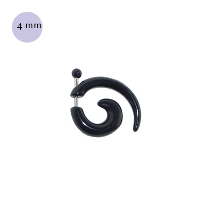 Una dilatación falsa tipo espiral negra, 4mm de díametro de plástico